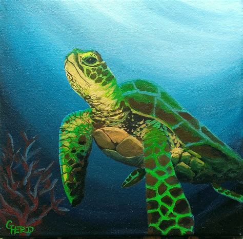 Sea Turtle Acrylic Painting