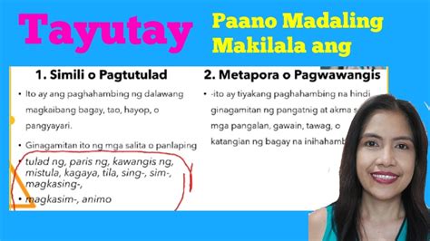 Simili Metapora Personipikasyon At Pagmamalabis Uri Ng Tayutay Melc ...