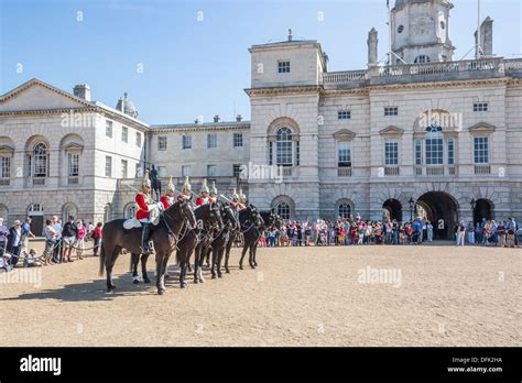 Mounted Royal Life Guards (Household Cavalry) performing ceremonial ...