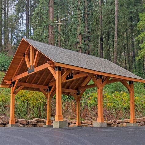 The Thick Timber Toledo Wood Pavilion (Options: 28' L x 24' W, Douglas-fir, 6-Post Anchor Kit ...