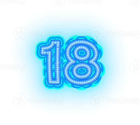 Blue Neon Number 18 33553658 PNG