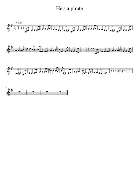 He's a pirate Sheet music for Violin (Solo) | Musescore.com