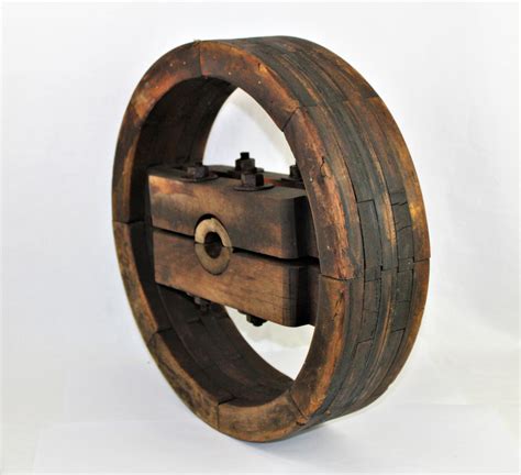 Antique 18” Wooden Split Wheel Pulley, Belt Pulley, Farm Pulley