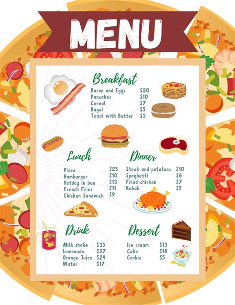 Printable Pretend play restaurant for kids | Kids menu, Play menu, Food menu