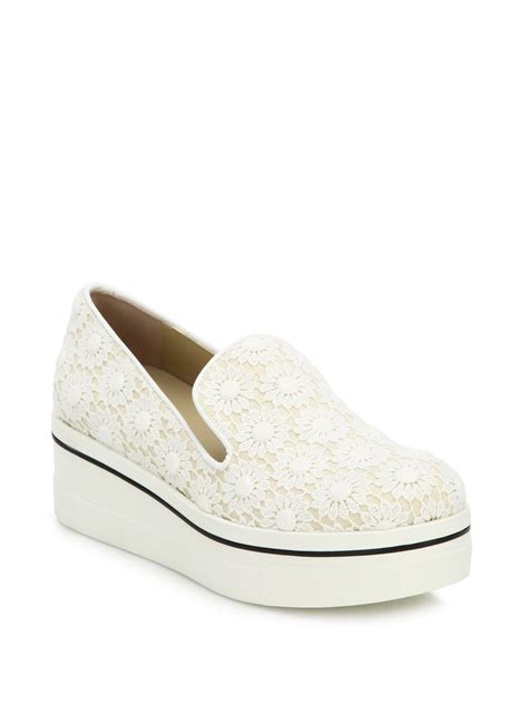 Stella mccartney Lace Platform Slip-On Sneakers in White | Lyst