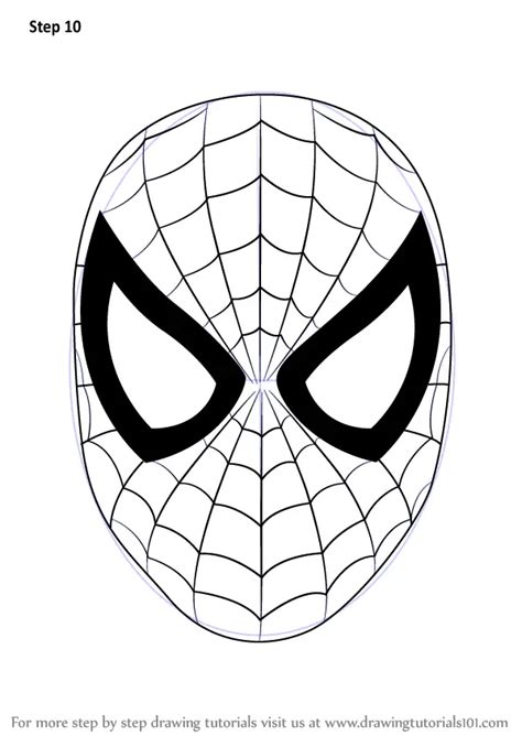 Learn How to Draw Spiderman Face (Spiderman) Step by Step : Drawing Tutorials