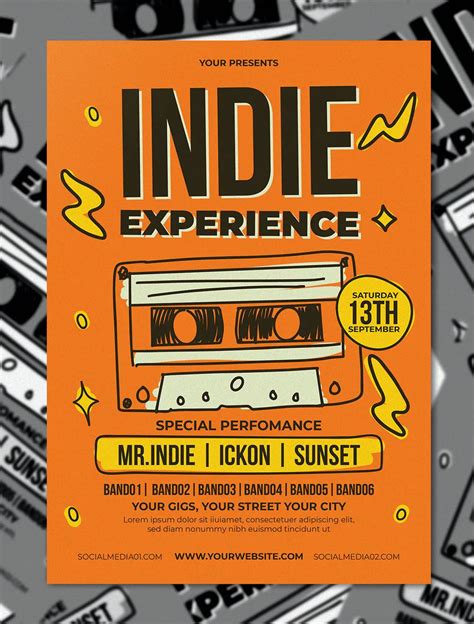 Indie Experience Flyer Template AI, PSD Flyer Design Templates, Flyer Template, Lorem Ipsum, Psd ...