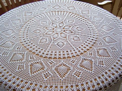 New Large Hand Crocheted Heirloom Cotton Tablecloth 70 Inches | Etsy | Crochet border patterns ...