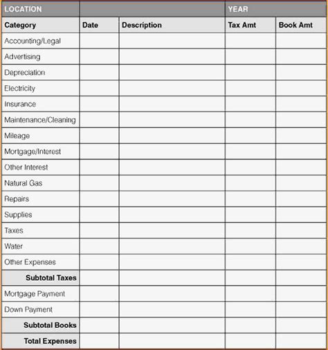 Free Printable Business Expense Sheet