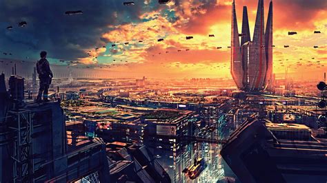 Science Fiction Cityscape Futuristic City Digital Art 4k, HD Artist, 4k Wallpapers, Images ...