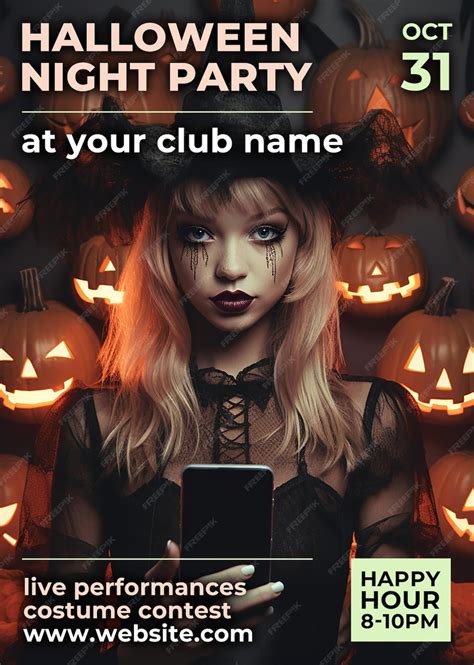 Premium PSD | Halloween poster template PSD Halloween night party flyer banner social media post ...