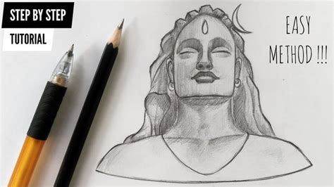 How To Draw Lord Shiva "Adiyogi Sketch" Step By Step Tutorial (Easy ...