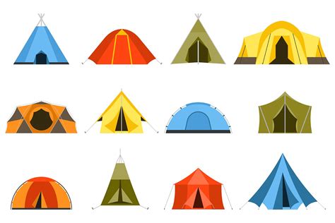 Hiking and Camping Tents Vector Set | Illustrations ~ Creative Market