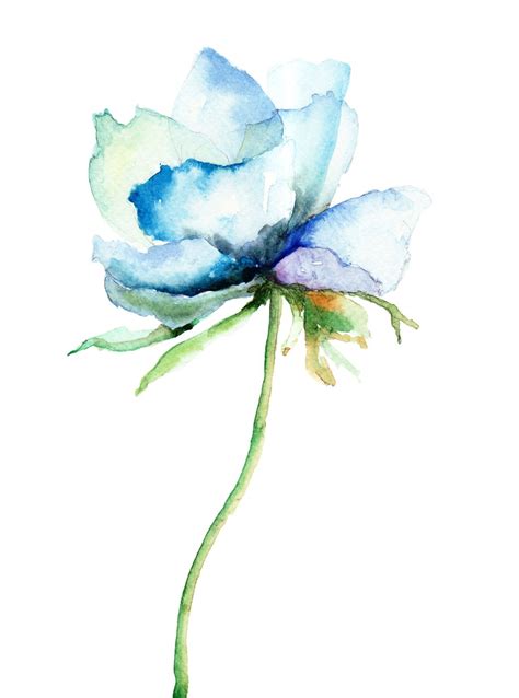 Watercolor Decorative Blue Flower Painting | Blue flower painting, Watercolor flowers paintings ...