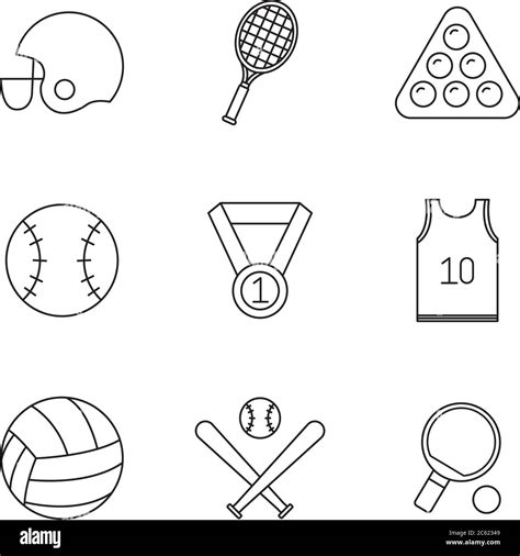 line style icon set design, Sport hobby competition and game theme ...