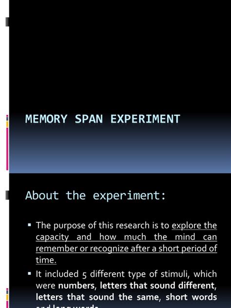 Memory Span Experiment | Experiment | Limbic System | Free 30-day Trial | Scribd