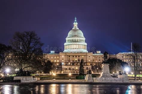 United State Capitol Building Seen at Night Stock Image - Image of ...