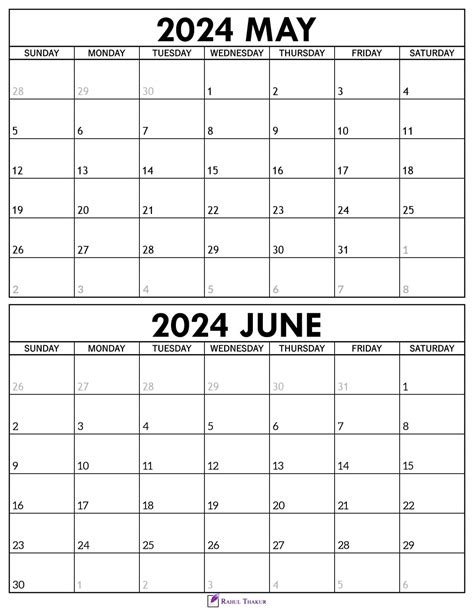 May 2024 And June 2024 Calendar - Wynn Amelina