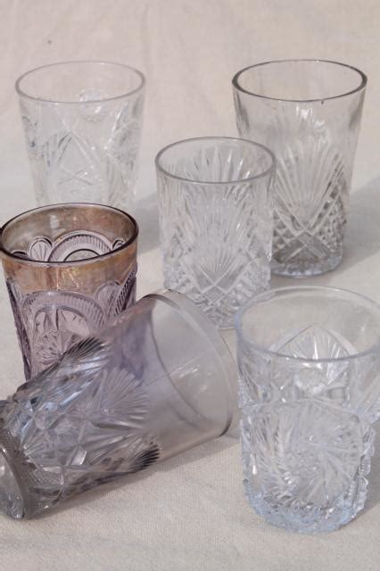 collection of antique & vintage pressed pattern glass tumblers, cut ...