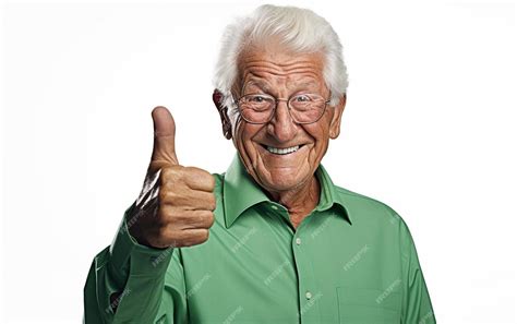 Premium AI Image | An old man with a thumbs up sign that says " thumbs ...