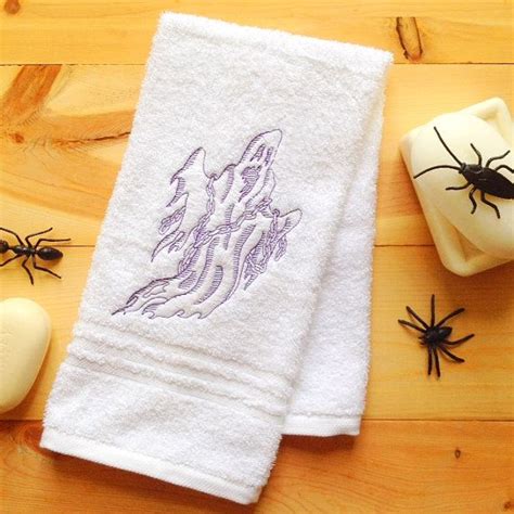 Embroidered Ghost in Chains Halloween Towel~ Ghost towel~ Halloween Ghost Bathroom decor~ Ghost ...