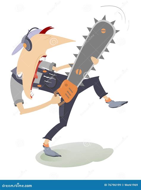 Angry Man With Chainsaw Vector Illustration | CartoonDealer.com #38975642