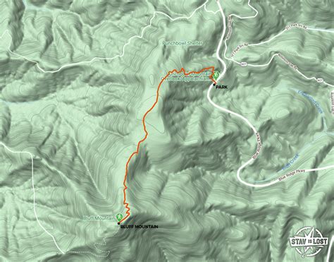 Hiking Map for Bluff Mountain