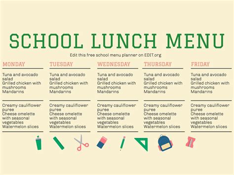 Create free School Menus online