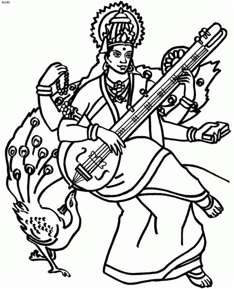 saraswati mata line art - Clip Art Library