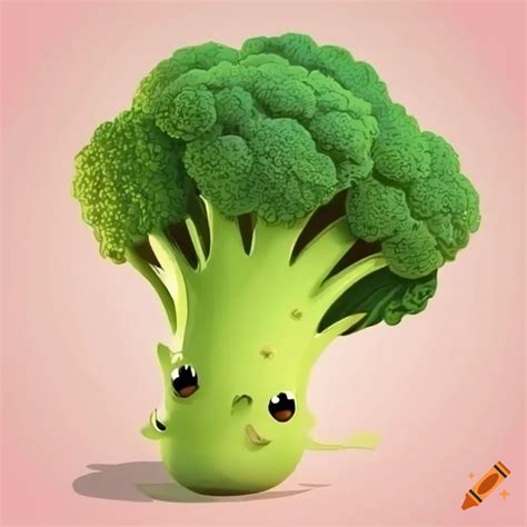 Cartoon illustration of broccoli growth stages on Craiyon