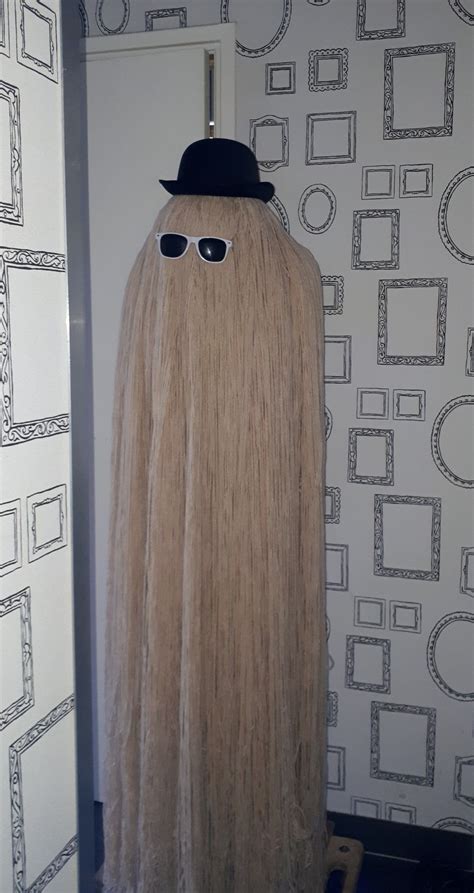 Diy cousin It costume. Made with 16 balls of wool. Addams family costume