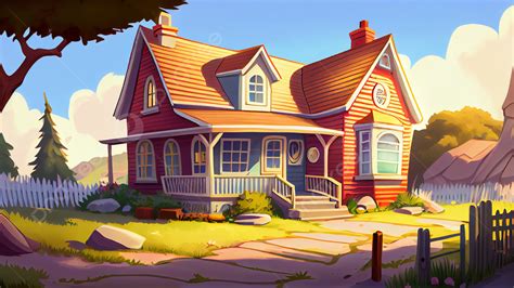 House Path Cartoon Background, House, Stone Road, Cartoon Illustration Background Image And ...