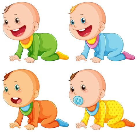 Free Vector | Set of cute babies cartoon