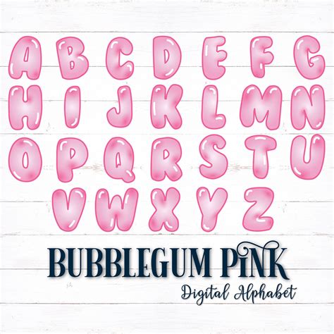 Printable Digital Alphabet Letters, Bubble Letters, Bubble Alphabet, Pink Alphabet, PDF Alphabet ...