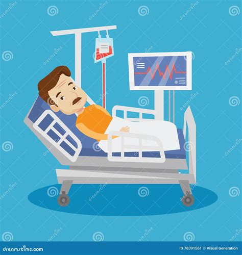 Man Lying in Hospital Bed Vector Illustration. Stock Vector - Illustration of medical, medicine ...