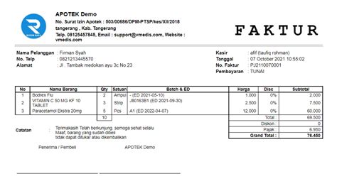 Contoh Bon Faktur Penjualan Apotek K24 - IMAGESEE