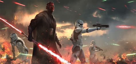 Wallpaper : Star Wars, fan art, Darth Maul, Sith, stormtrooper, science fiction 3840x1816 ...