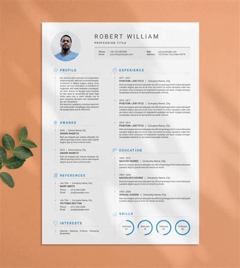 Adobe InDesign Resume Template with Blue Accents