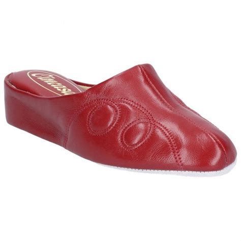 Cincasa Menorca Womens Mahon Red Leather Mule Slippers