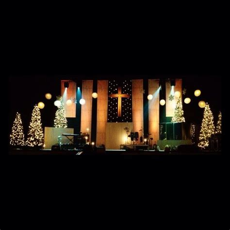 Wooden Banner Drops | Christmas stage design, Church stage design ...