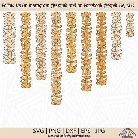 Puakenikeni Lei Streamers SVG Hawaii Lei SVG Puakenikeni Lei Clip Art Digital Download Tropical ...