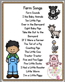 Farm Songs and Finger-play by Preschool Printable | TPT