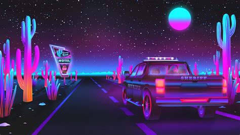 2560x1440 Sherift, retro art, dessert road, art wallpaper | Vaporwave ...