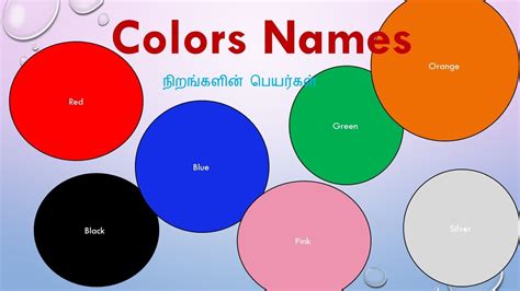 Learn Colors Names with images in Tamil and English | வண்ணங்கள் | நிறங்களின் பெயர்கள் - TechNEWgy