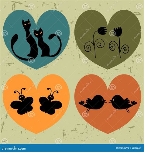 Hearts with animals set stock vector. Illustration of childish - 27052390