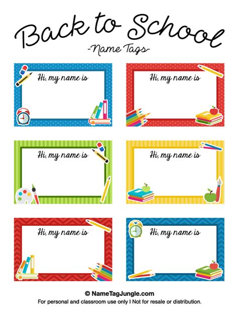 Printable Back to School Name Tags