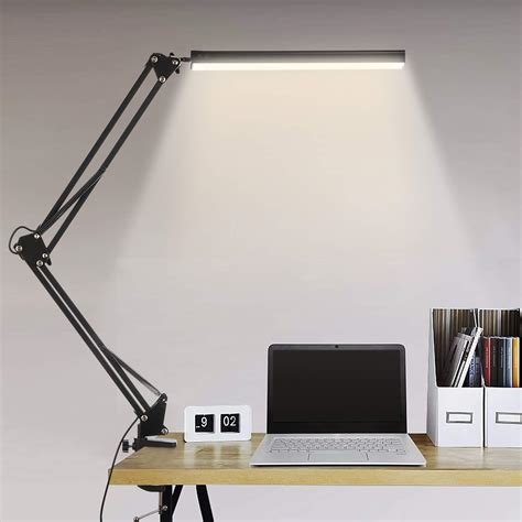 LED Desk Lamp with Clamp, 14W Swing Arm Desk Lamp, Eye-Caring Dimmable Desk Light with 10 ...