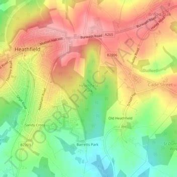 Heathfield Park topographic map, elevation, terrain