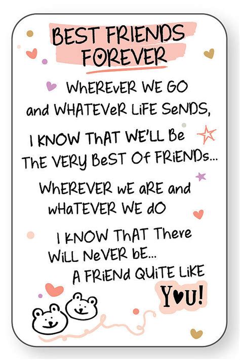 💕BEST FRIENDS FOREVER WALLET CARD INSPIRED WORDS Keepsake Purse Verse ...