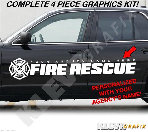 Custom FIRE RESCUE Vehicle Vinyl Graphics Decals Complete Kit Public ...